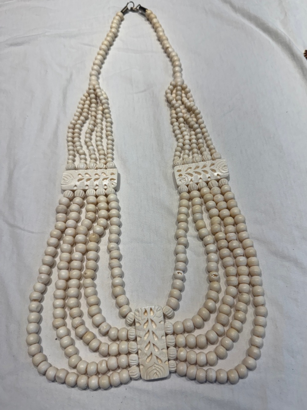 Handcrafted Bone Multi-Strand Beaded Necklace